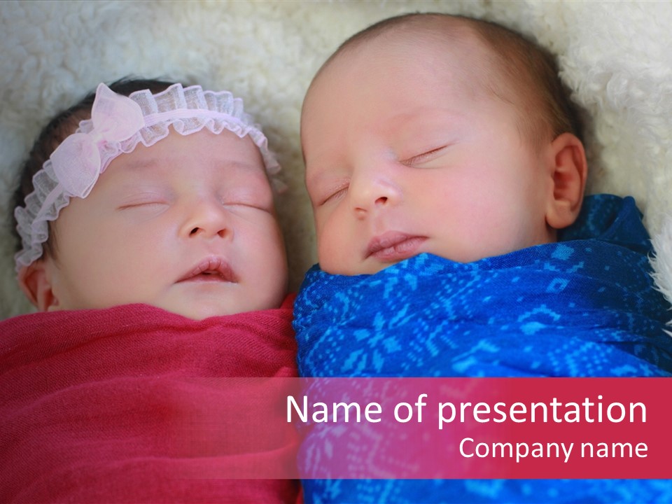 Fraternal Baby Sisters PowerPoint Template