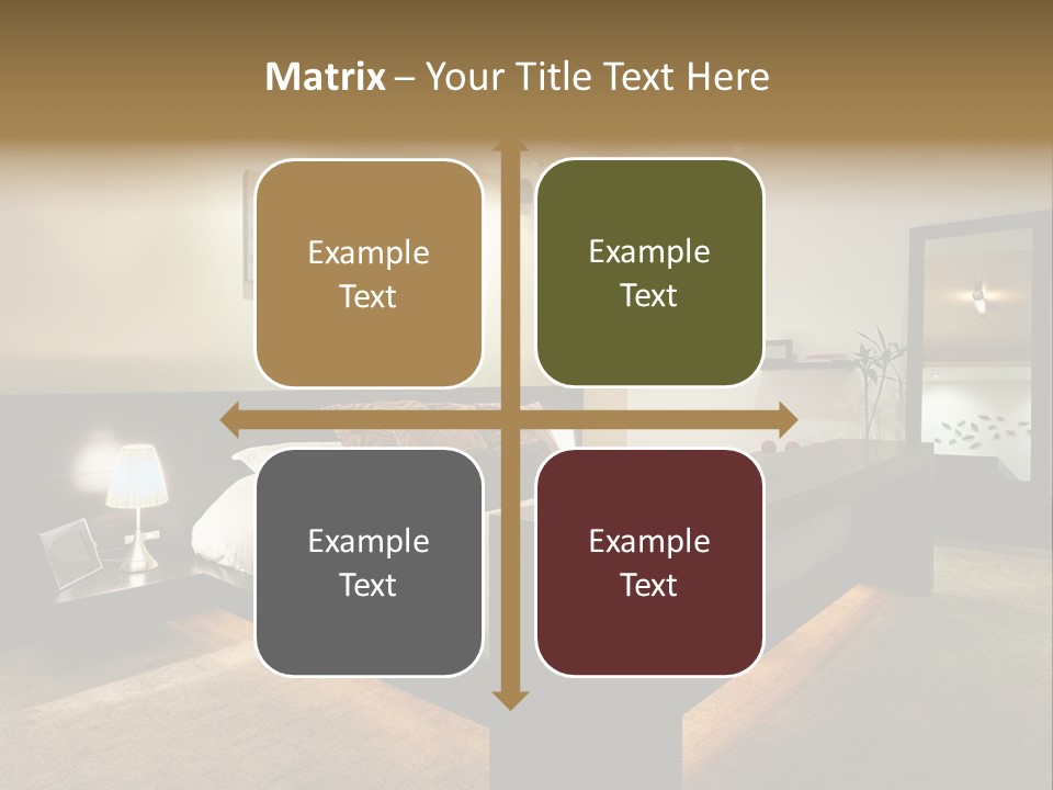 A Bedroom With A Bed And A Lamp PowerPoint Template