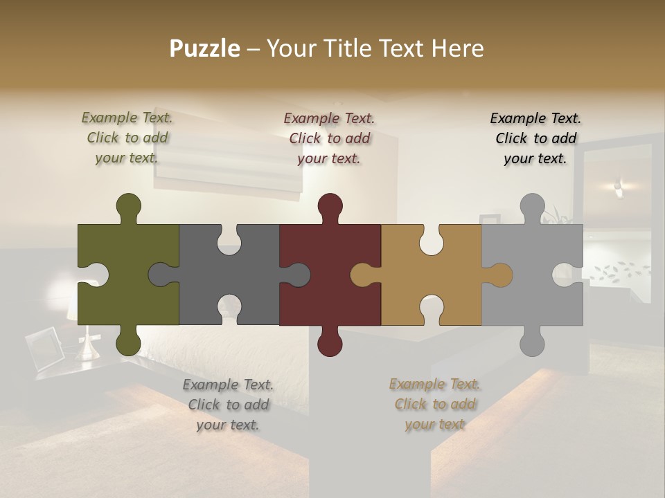 A Bedroom With A Bed And A Lamp PowerPoint Template