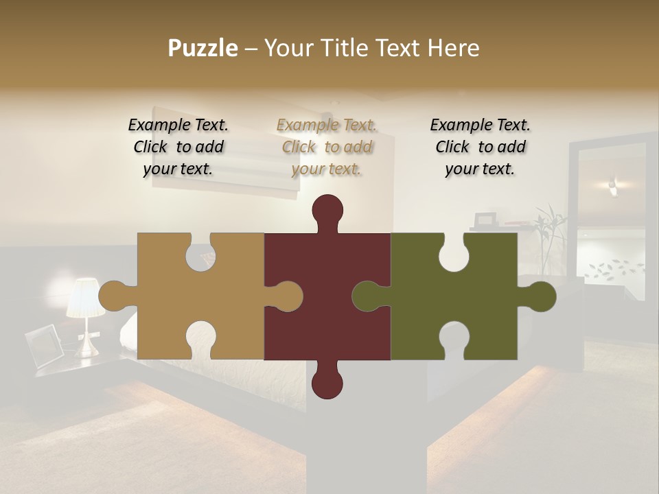 A Bedroom With A Bed And A Lamp PowerPoint Template