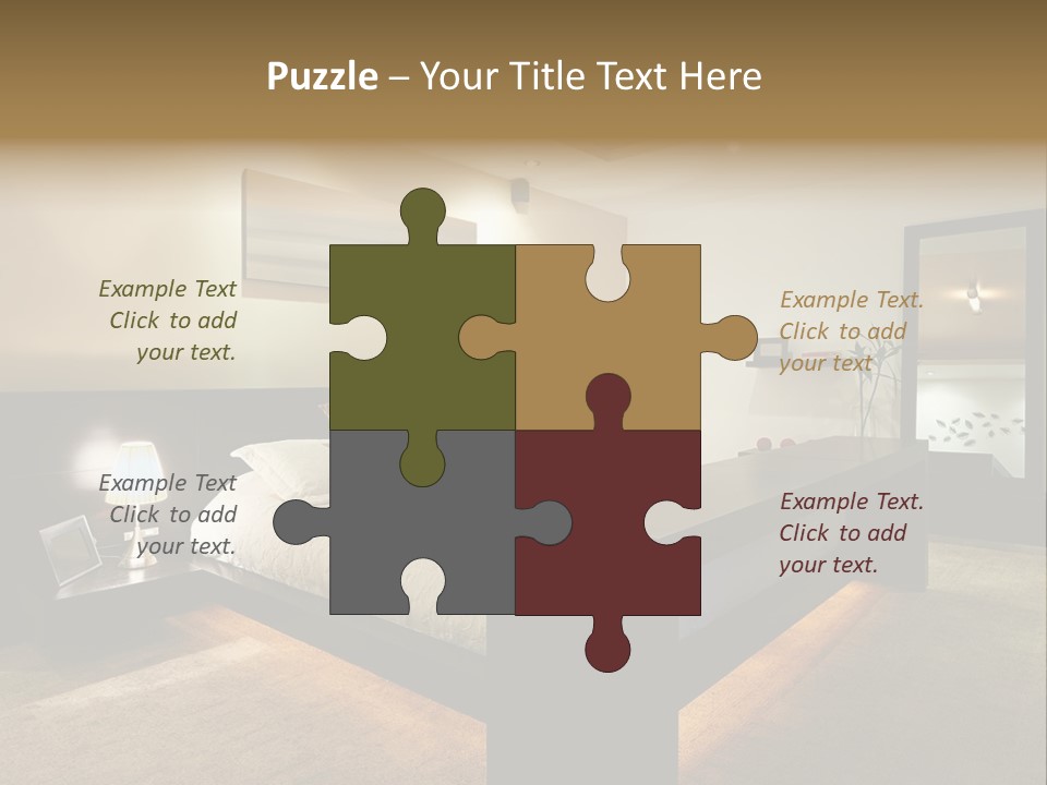 A Bedroom With A Bed And A Lamp PowerPoint Template