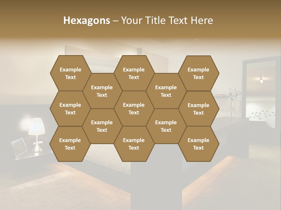 A Bedroom With A Bed And A Lamp PowerPoint Template