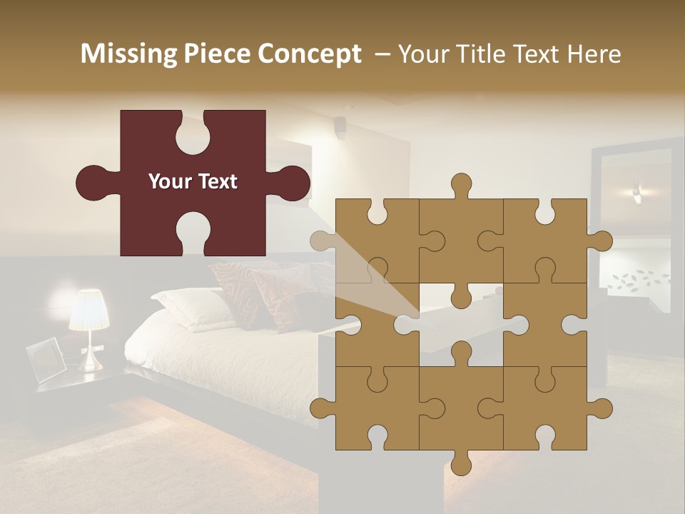 A Bedroom With A Bed And A Lamp PowerPoint Template