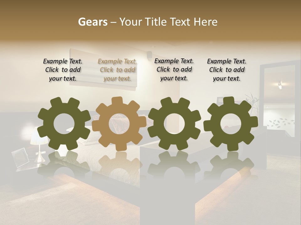 A Bedroom With A Bed And A Lamp PowerPoint Template