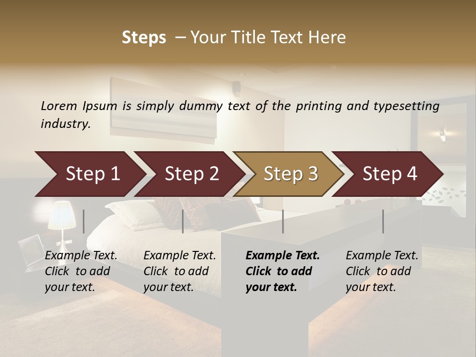 A Bedroom With A Bed And A Lamp PowerPoint Template