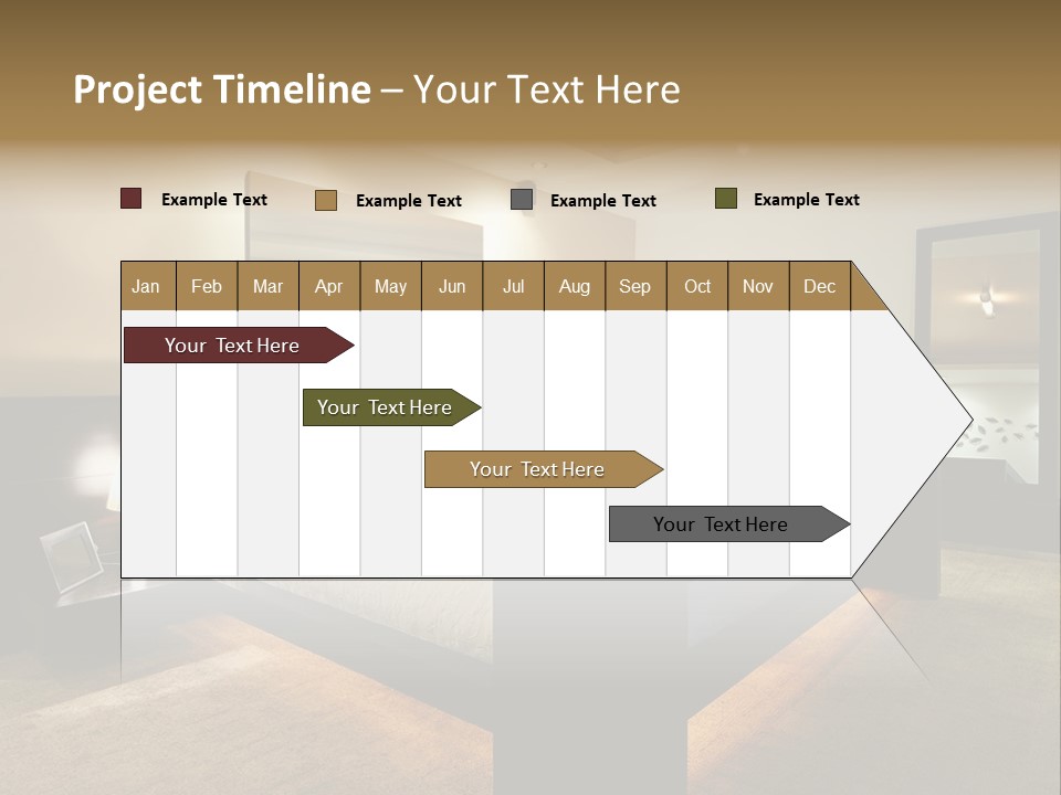 A Bedroom With A Bed And A Lamp PowerPoint Template