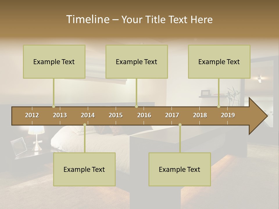 A Bedroom With A Bed And A Lamp PowerPoint Template
