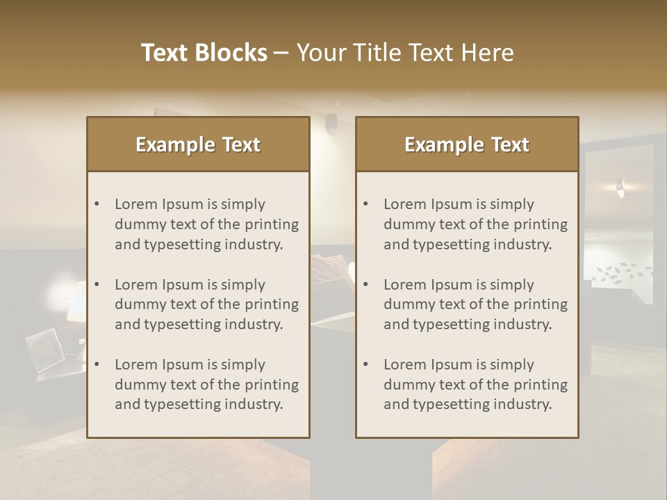 A Bedroom With A Bed And A Lamp PowerPoint Template