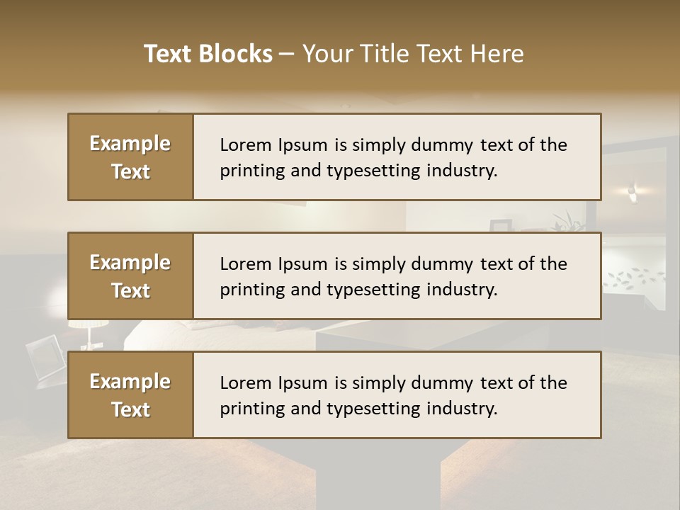 A Bedroom With A Bed And A Lamp PowerPoint Template