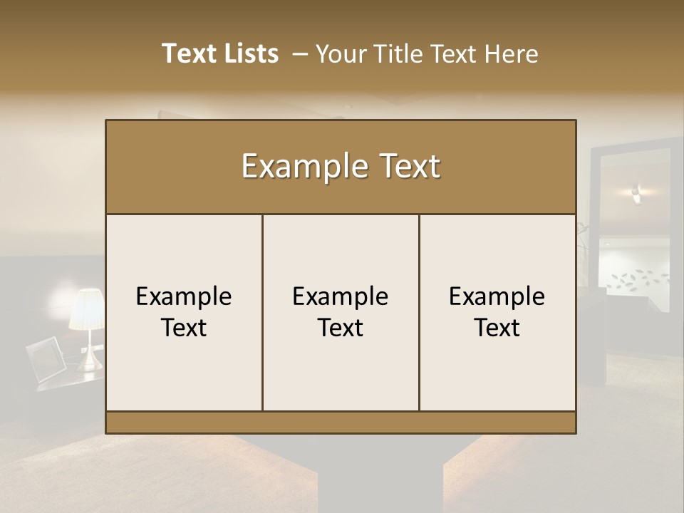 A Bedroom With A Bed And A Lamp PowerPoint Template