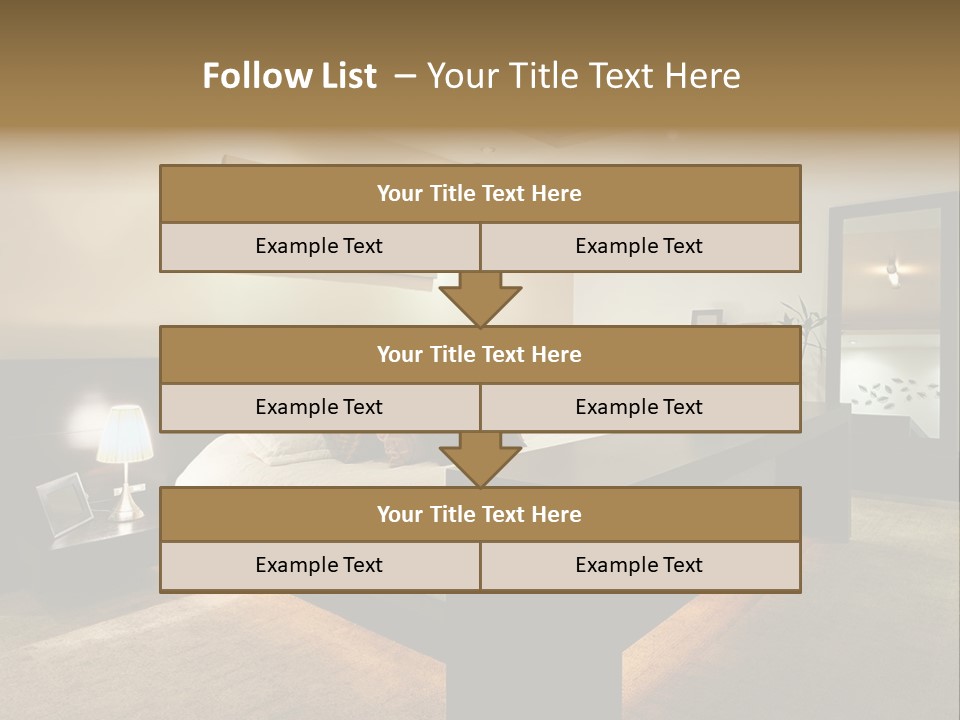 A Bedroom With A Bed And A Lamp PowerPoint Template