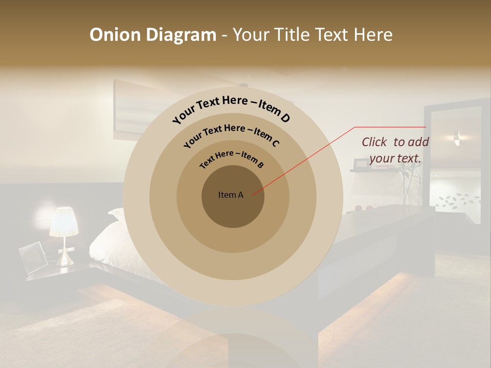 A Bedroom With A Bed And A Lamp PowerPoint Template