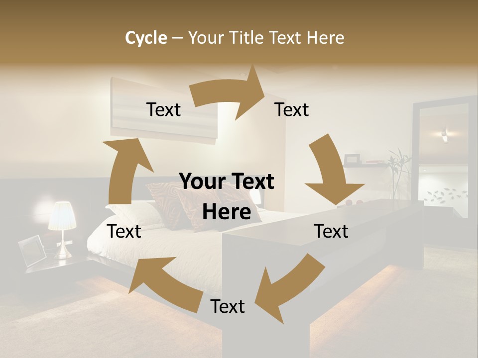 A Bedroom With A Bed And A Lamp PowerPoint Template