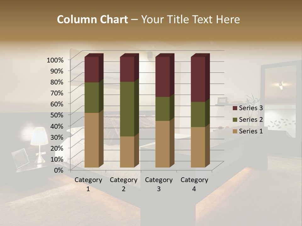 A Bedroom With A Bed And A Lamp PowerPoint Template