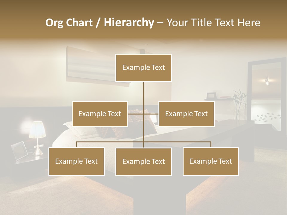 A Bedroom With A Bed And A Lamp PowerPoint Template
