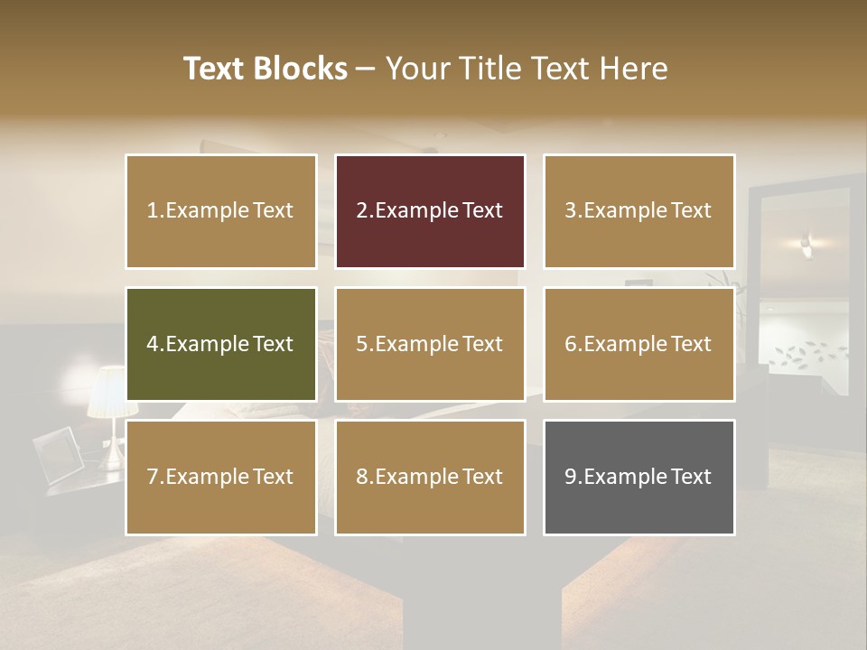 A Bedroom With A Bed And A Lamp PowerPoint Template