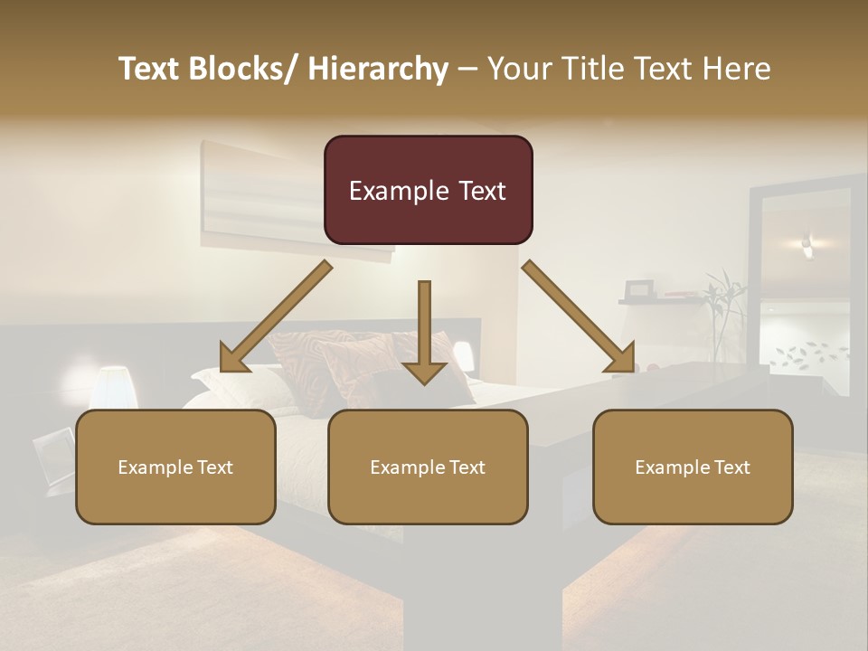 A Bedroom With A Bed And A Lamp PowerPoint Template
