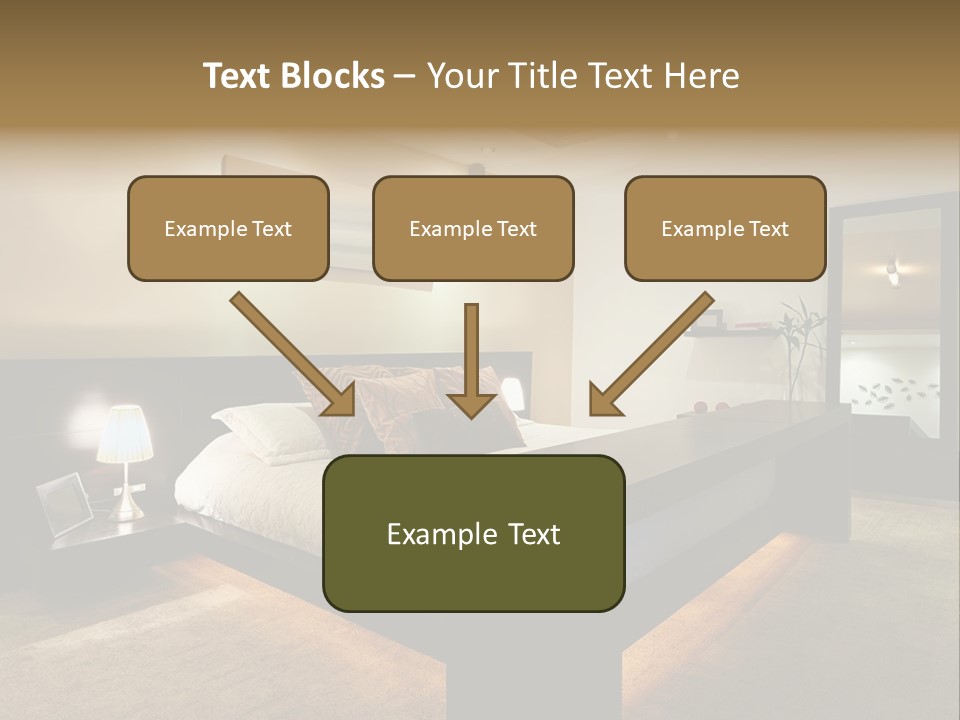 A Bedroom With A Bed And A Lamp PowerPoint Template