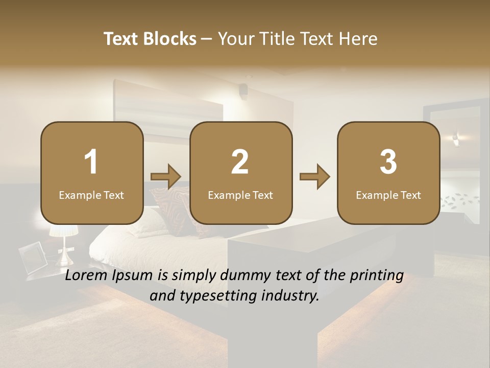 A Bedroom With A Bed And A Lamp PowerPoint Template