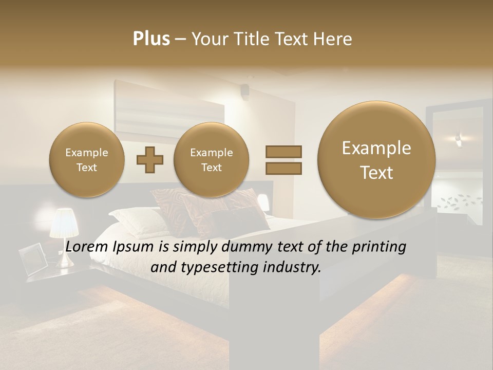 A Bedroom With A Bed And A Lamp PowerPoint Template