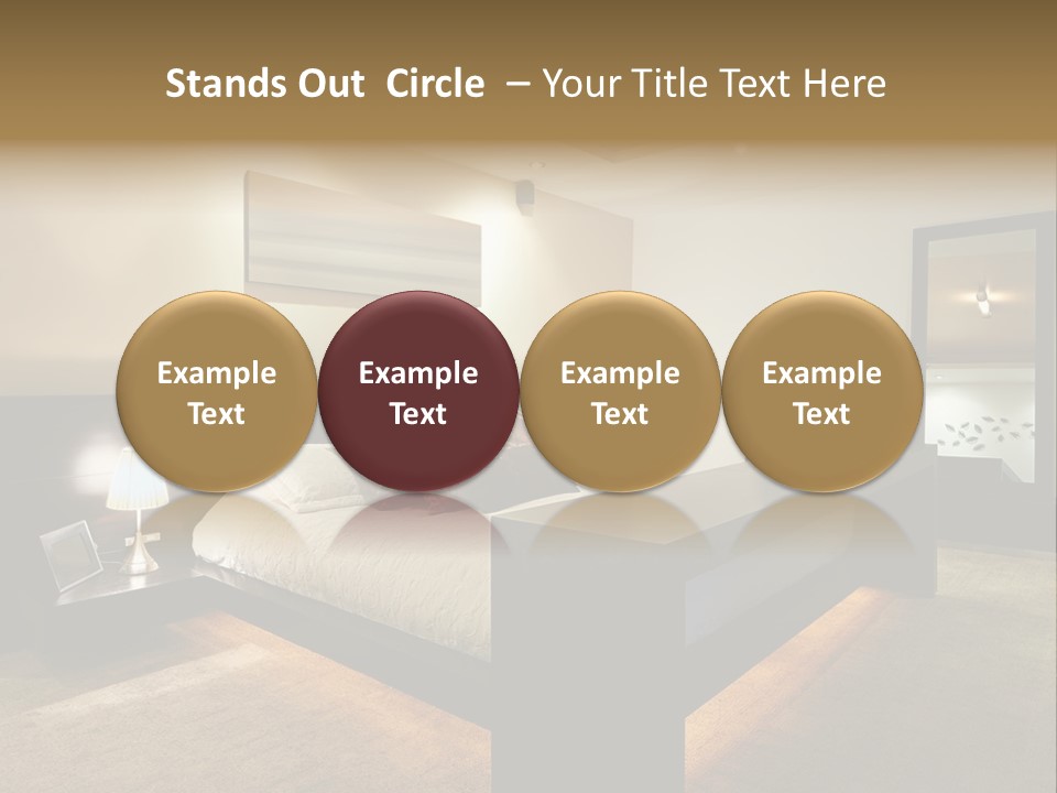 A Bedroom With A Bed And A Lamp PowerPoint Template