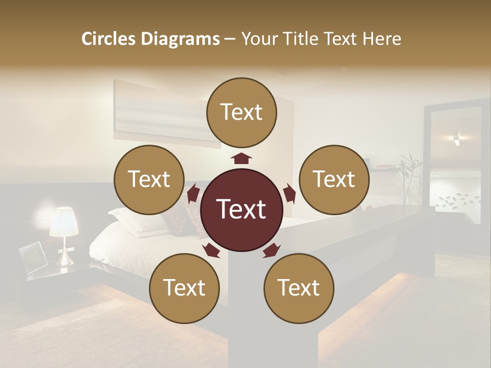 A Bedroom With A Bed And A Lamp PowerPoint Template