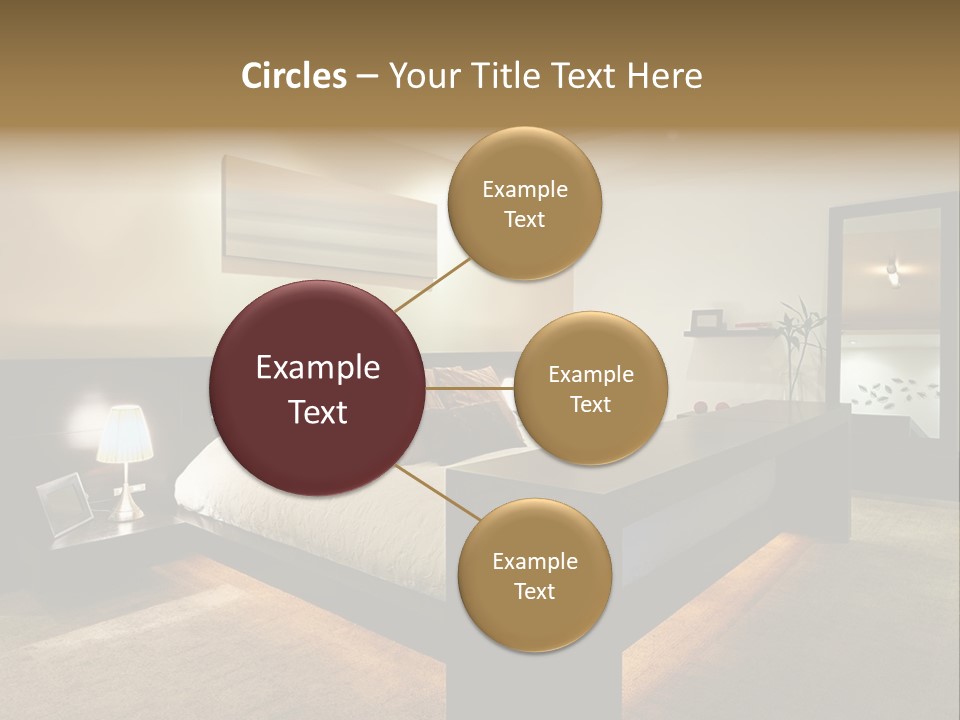 A Bedroom With A Bed And A Lamp PowerPoint Template