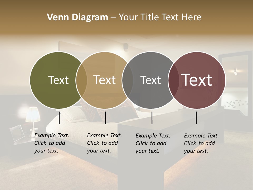 A Bedroom With A Bed And A Lamp PowerPoint Template