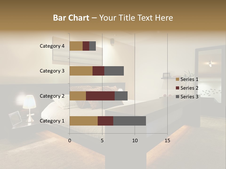 A Bedroom With A Bed And A Lamp PowerPoint Template