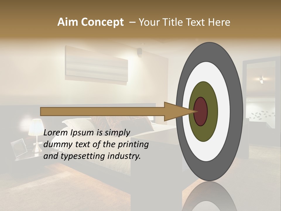 A Bedroom With A Bed And A Lamp PowerPoint Template