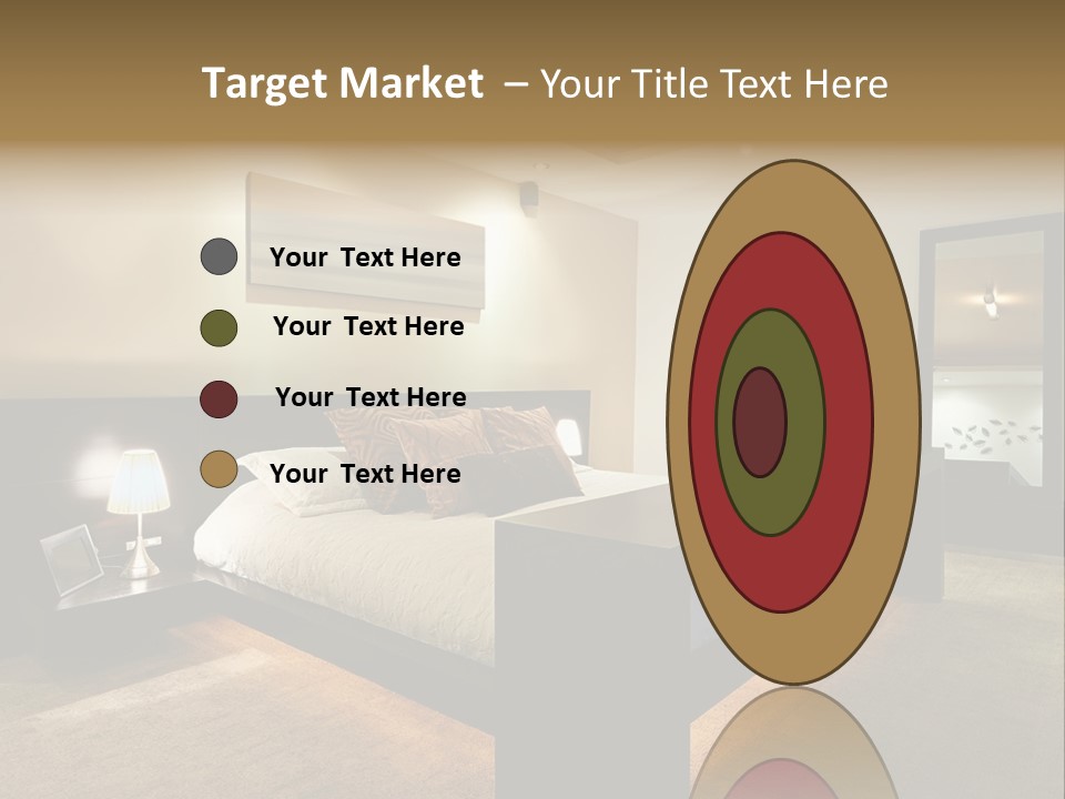 A Bedroom With A Bed And A Lamp PowerPoint Template