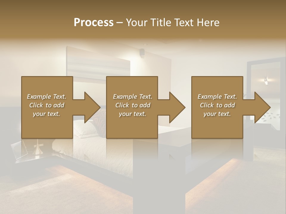 A Bedroom With A Bed And A Lamp PowerPoint Template