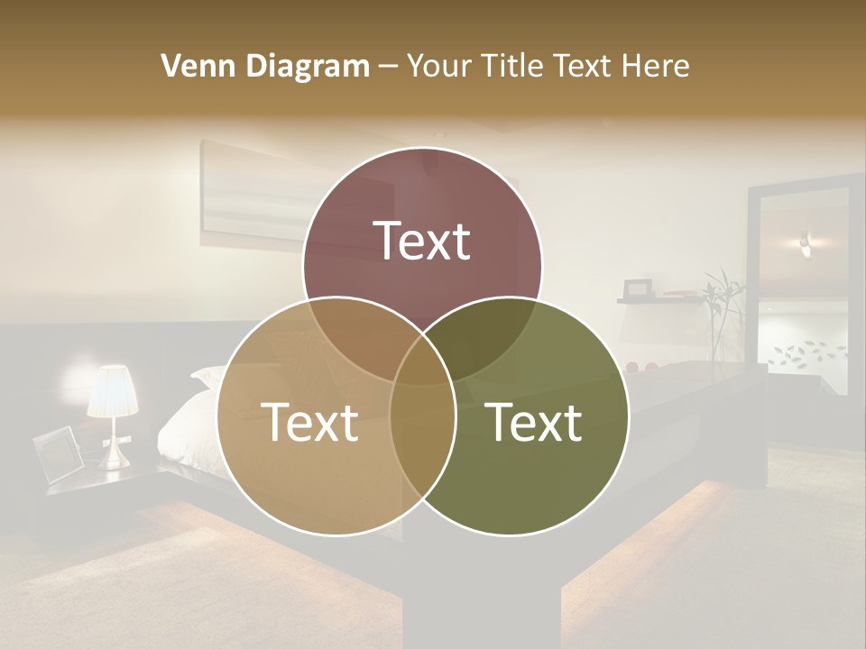 A Bedroom With A Bed And A Lamp PowerPoint Template