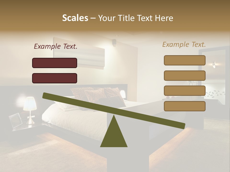 A Bedroom With A Bed And A Lamp PowerPoint Template