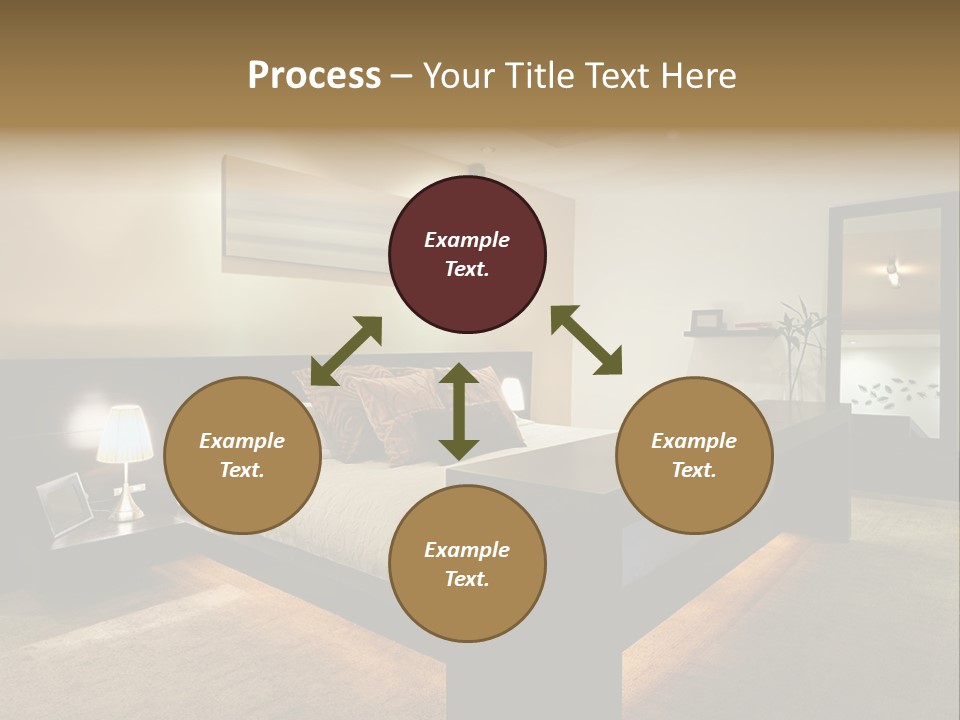 A Bedroom With A Bed And A Lamp PowerPoint Template
