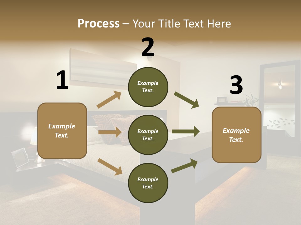 A Bedroom With A Bed And A Lamp PowerPoint Template