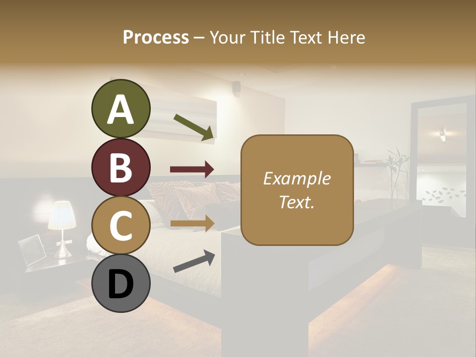 A Bedroom With A Bed And A Lamp PowerPoint Template