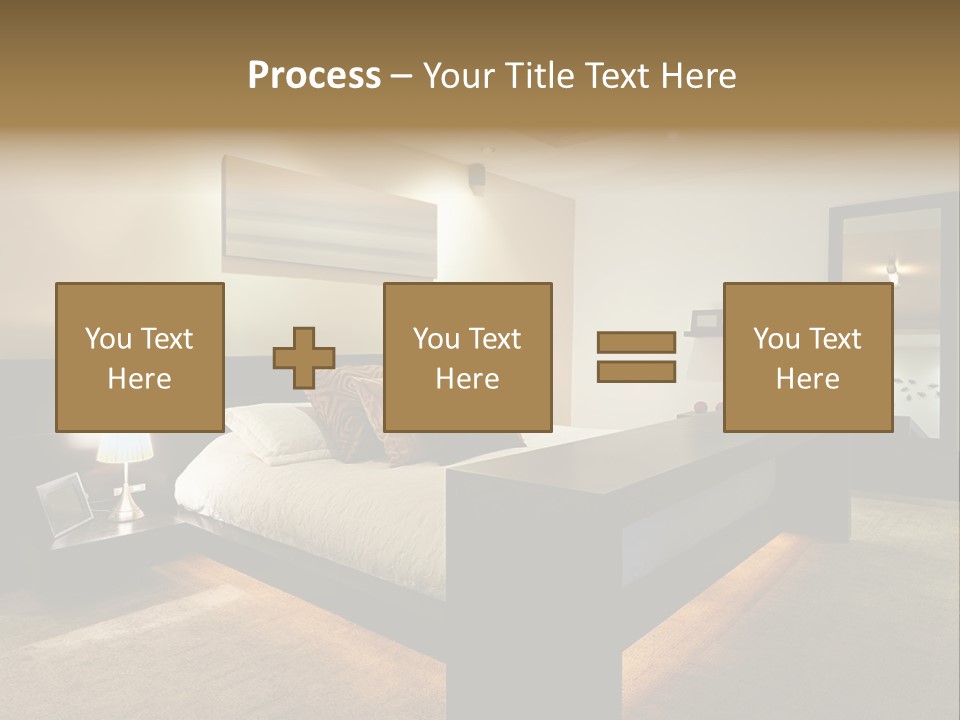 A Bedroom With A Bed And A Lamp PowerPoint Template