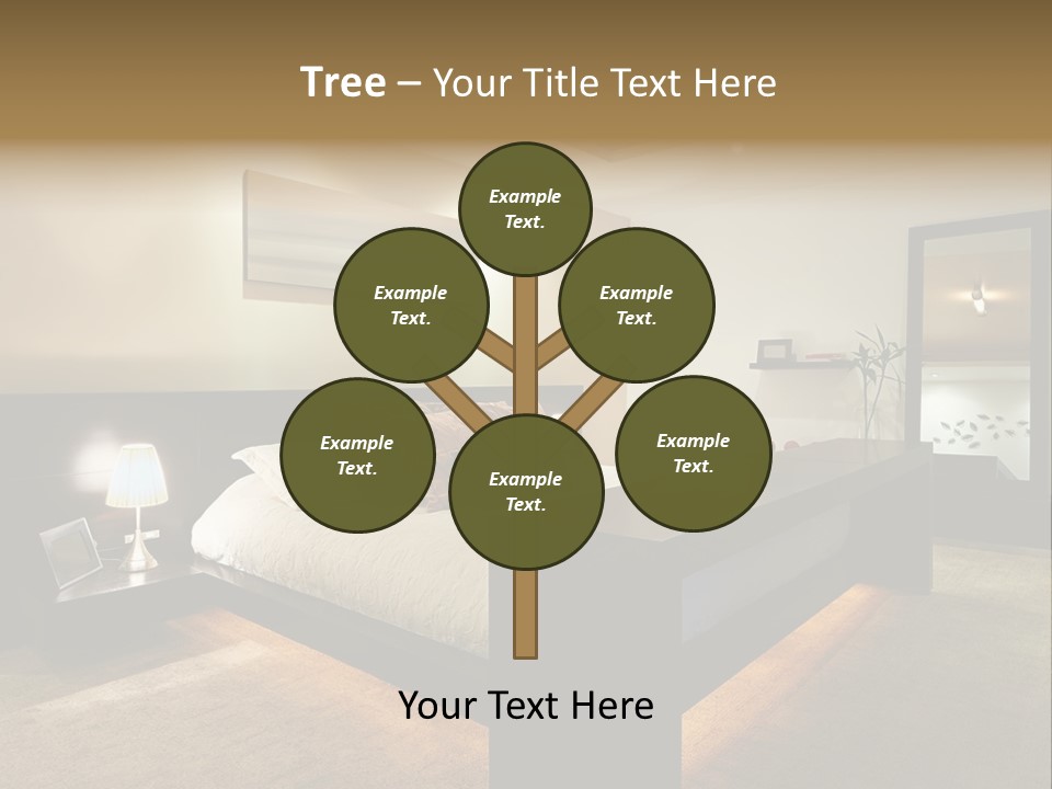 A Bedroom With A Bed And A Lamp PowerPoint Template