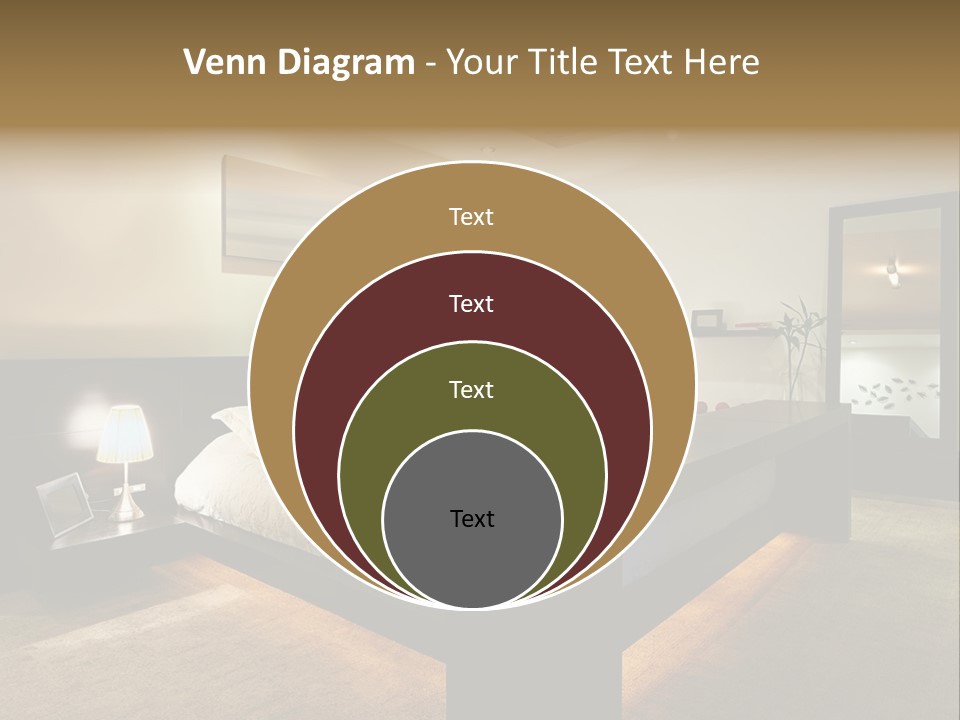 A Bedroom With A Bed And A Lamp PowerPoint Template