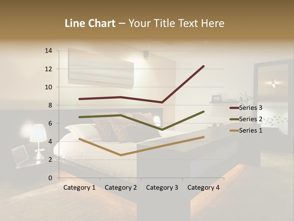 A Bedroom With A Bed And A Lamp PowerPoint Template
