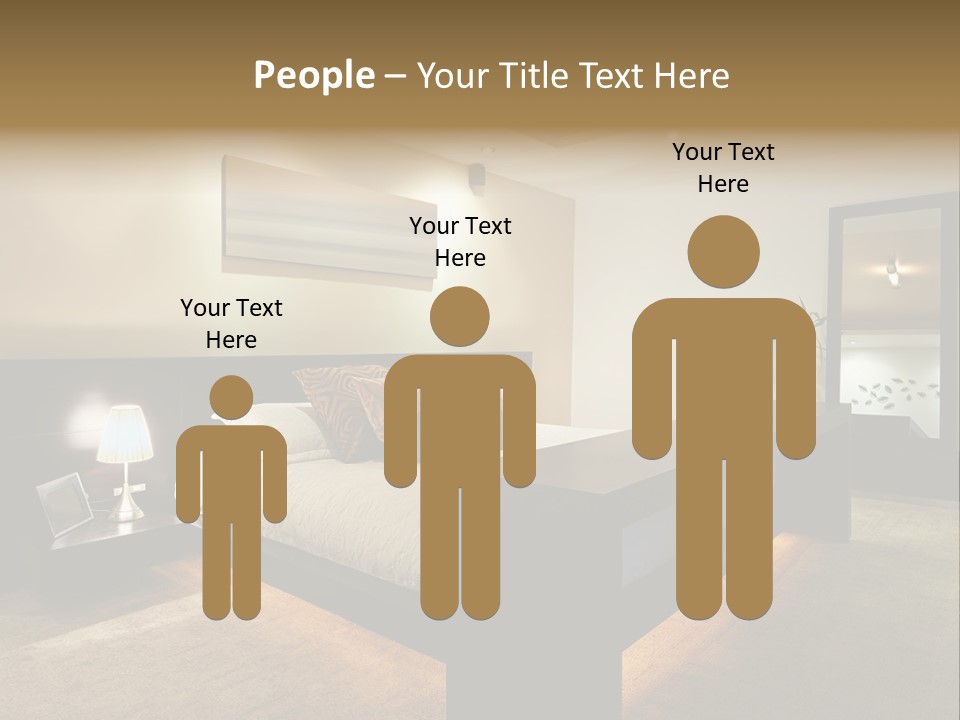 A Bedroom With A Bed And A Lamp PowerPoint Template