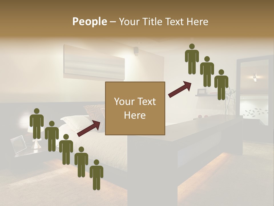 A Bedroom With A Bed And A Lamp PowerPoint Template