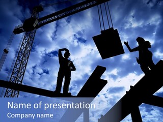 A Couple Of People Standing On Top Of A Construction Site PowerPoint Template