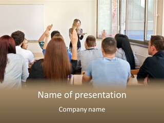 Horizontal Male Classmate PowerPoint Template