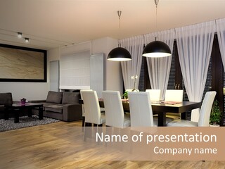 Wooden Black Dining PowerPoint Template