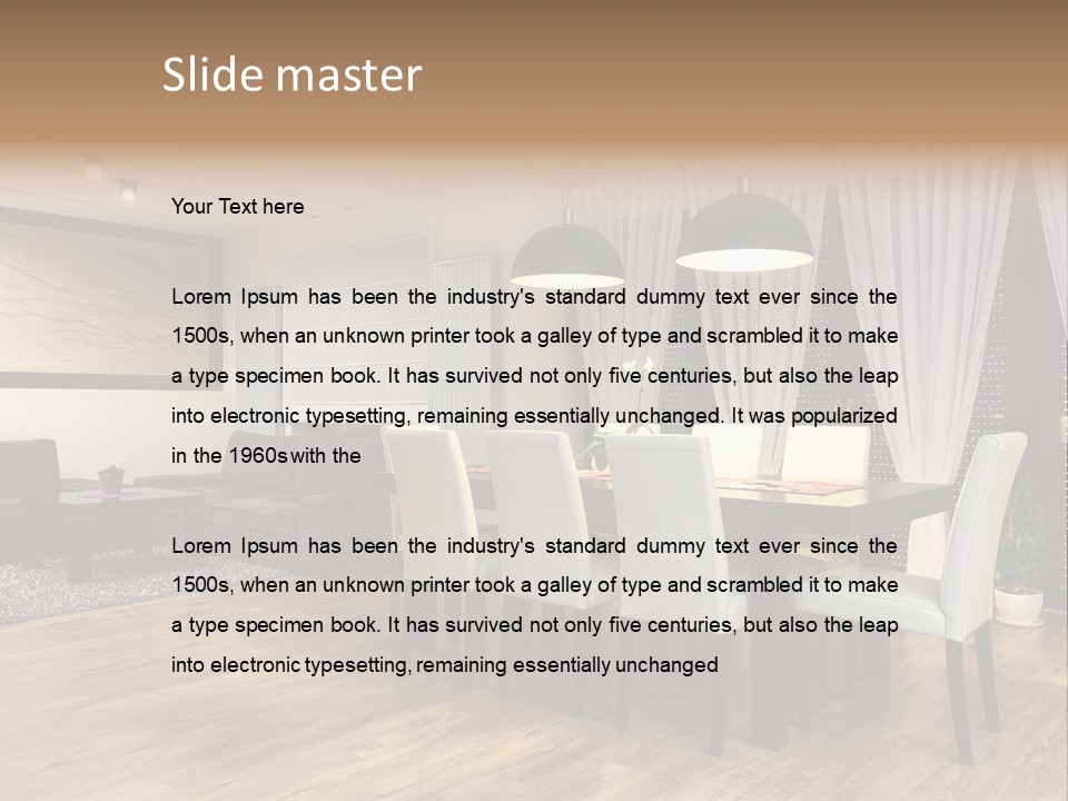 Wooden Black Dining PowerPoint Template