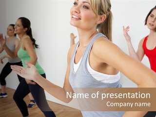 A Group Of Women In A Yoga Class PowerPoint Template