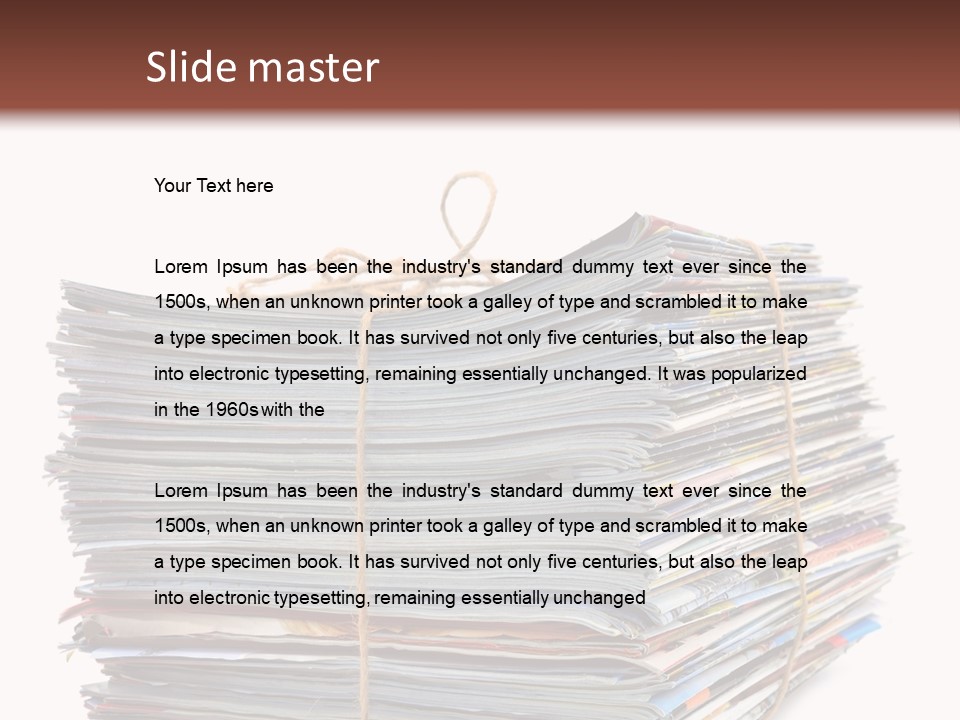 Advertising Pile Of Newspapers News PowerPoint Template