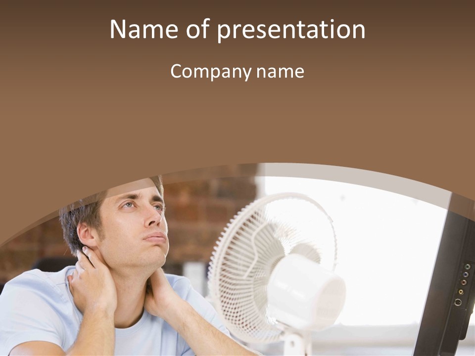 A Man Is Sitting In Front Of A Fan PowerPoint Template